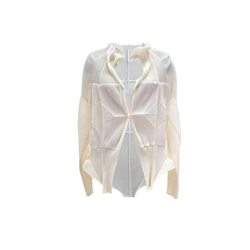 Miyake Pleated Floral Halter Dress