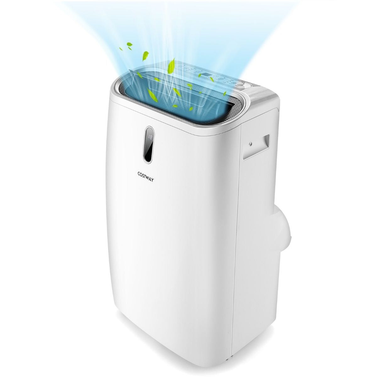 5-in-1 Mobile Klimaanlage mit 16.000 BTU - Kühlen, Ventilieren, Entfeuchten und Heizen, Temperaturskala 16℃-32℃, Maße: 44,5 x 39 x 77 cm, Farbe Weiß