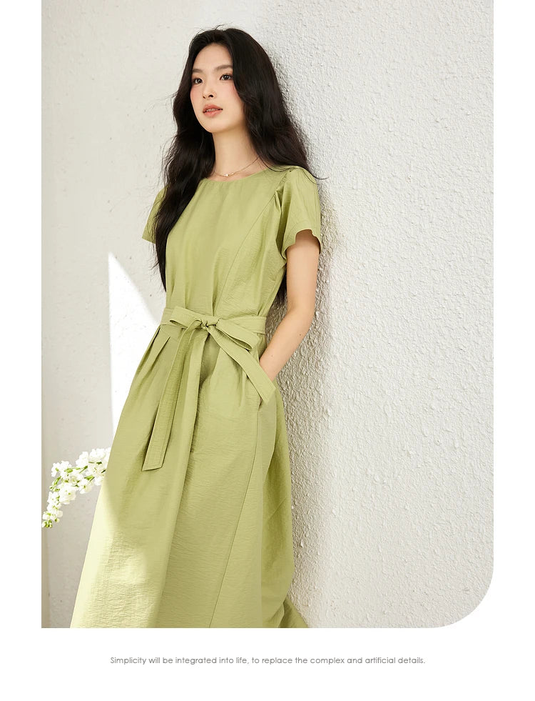VIMLY Summer 2025 Casual Green Pleated
