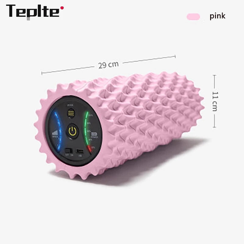 Deep Tissue Vibration Foam Roller - 4 Speed Rechargeable Electric Massage for Home Gym & Yoga