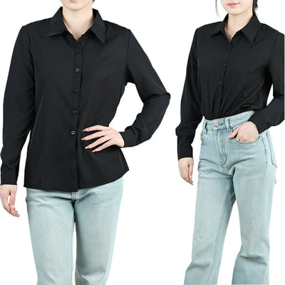 Office Women's White Black Blouse Spring