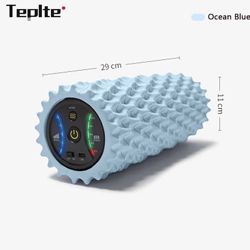 Deep Tissue Vibration Foam Roller - 4 Speed Rechargeable Electric Massage for Home Gym & Yoga