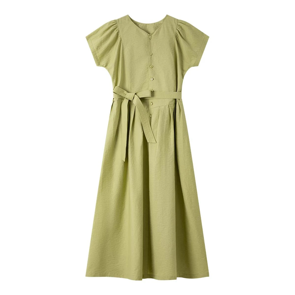 VIMLY Summer 2025 Casual Green Pleated