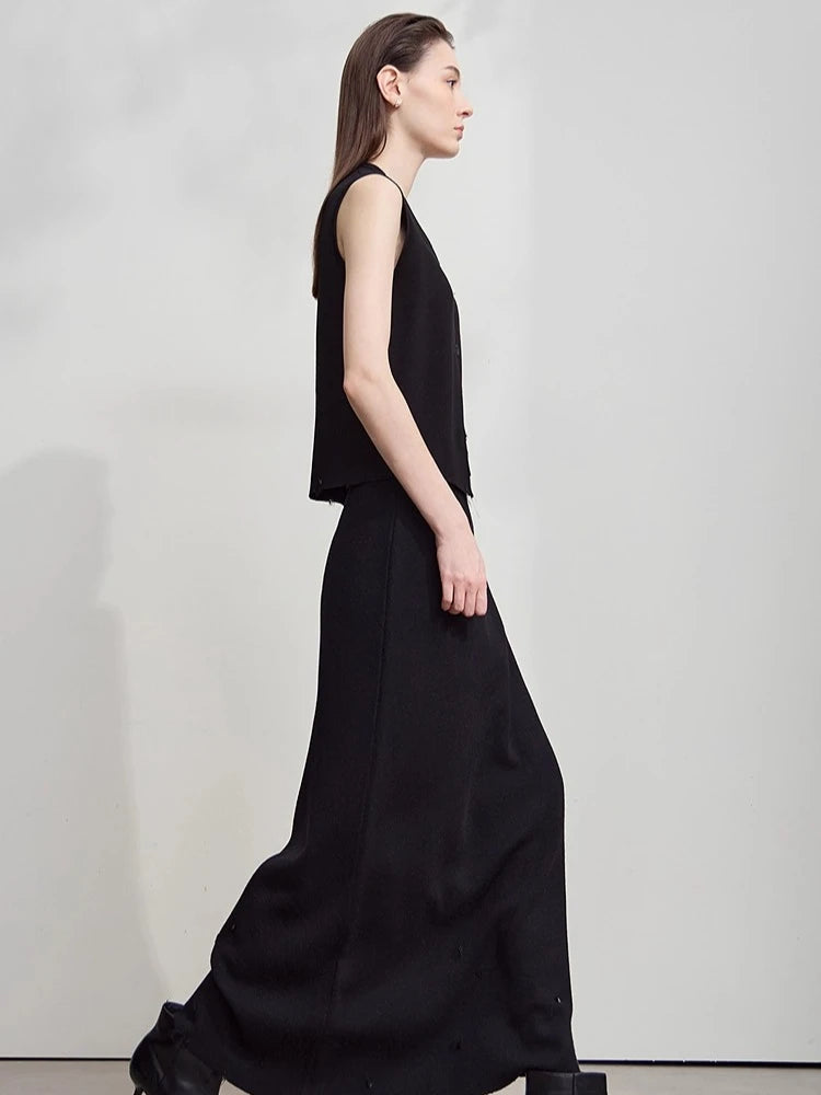 Solid Knitted O-Neck Loose Medium And Long Sweater