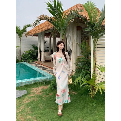 Miyake Pleated Floral Halter Dress