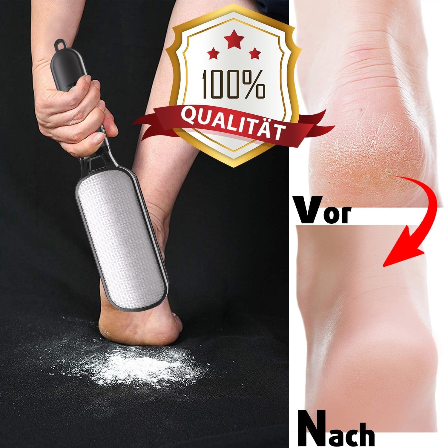 Antonki Edelstahl Hornhauthobel - Doppelseitiger Hornhautentferner für sanfte und effektive Fußpflege, manuelle Pediküre, einfach zu reinigen
