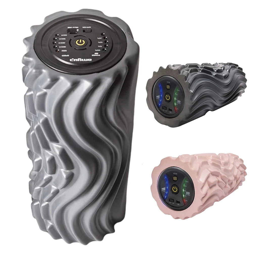 Deep Tissue Vibration Foam Roller - 4 Speed Rechargeable Electric Massage for Home Gym & Yoga