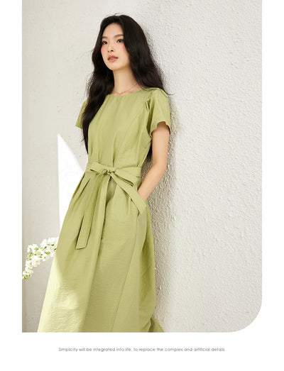VIMLY Summer 2025 Casual Green Pleated