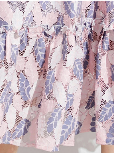 Vintage Short Sleeve Lace Hollow Out Dress