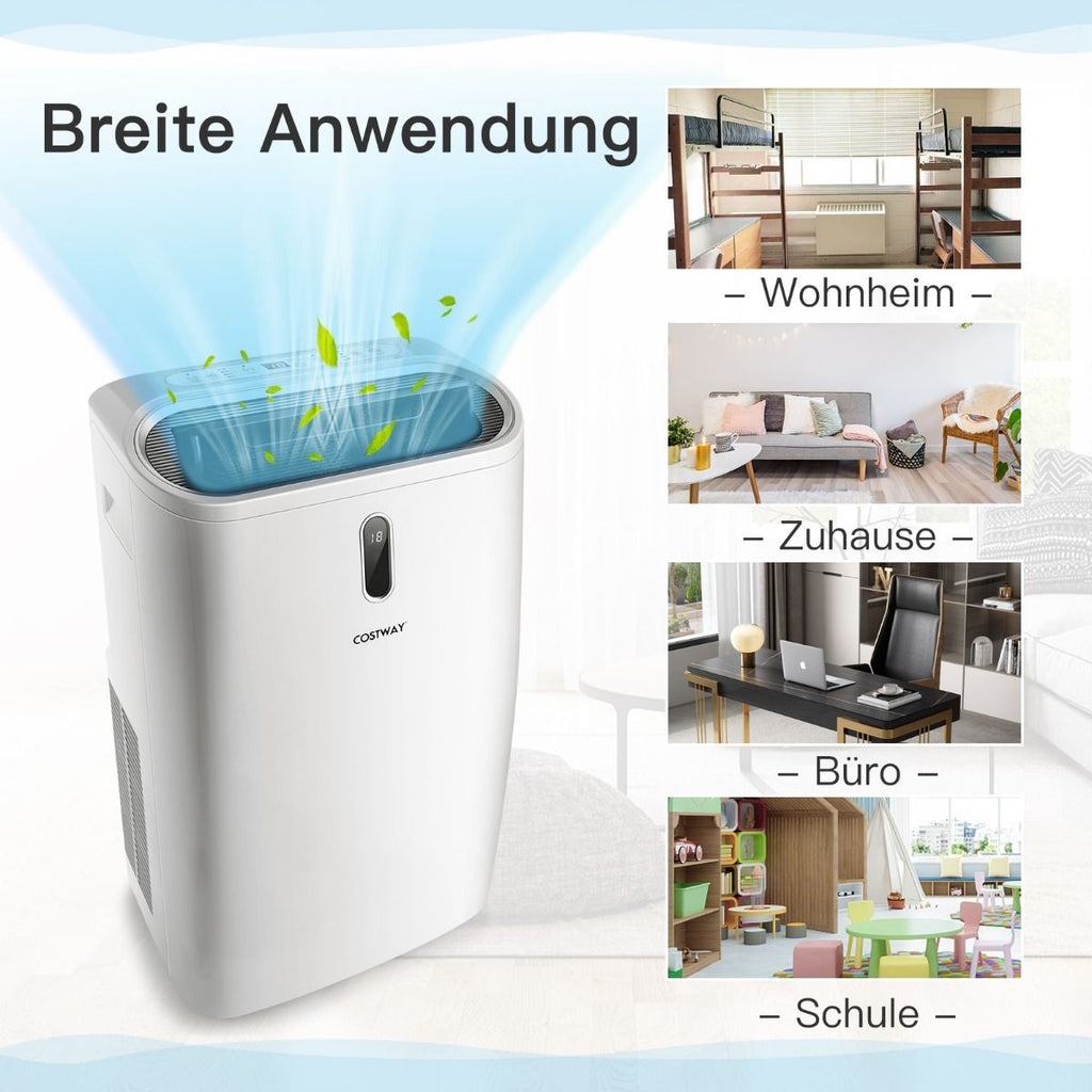 5-in-1 Mobile Klimaanlage mit 16.000 BTU - Kühlen, Ventilieren, Entfeuchten und Heizen, Temperaturskala 16℃-32℃, Maße: 44,5 x 39 x 77 cm, Farbe Weiß