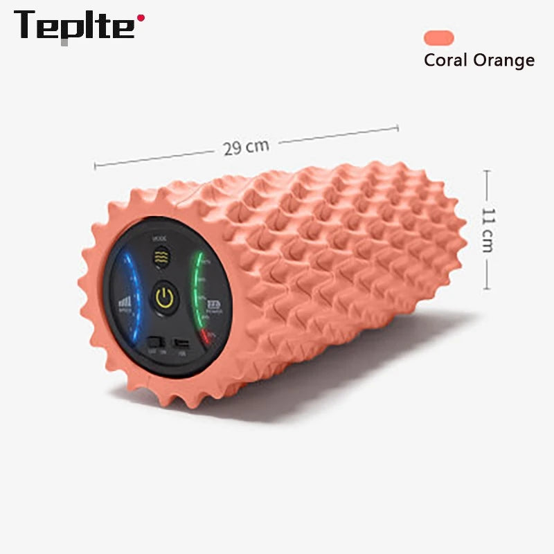 Deep Tissue Vibration Foam Roller - 4 Speed Rechargeable Electric Massage for Home Gym & Yoga