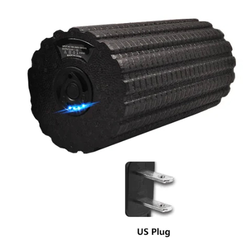 Deep Tissue Vibration Foam Roller - 4 Speed Rechargeable Electric Massage for Home Gym & Yoga