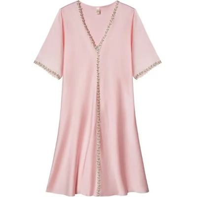 Ice Silk Dress Women Pajamas Summer V-neck