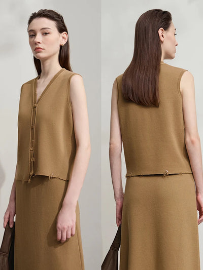 Solid Knitted O-Neck Loose Medium And Long Sweater