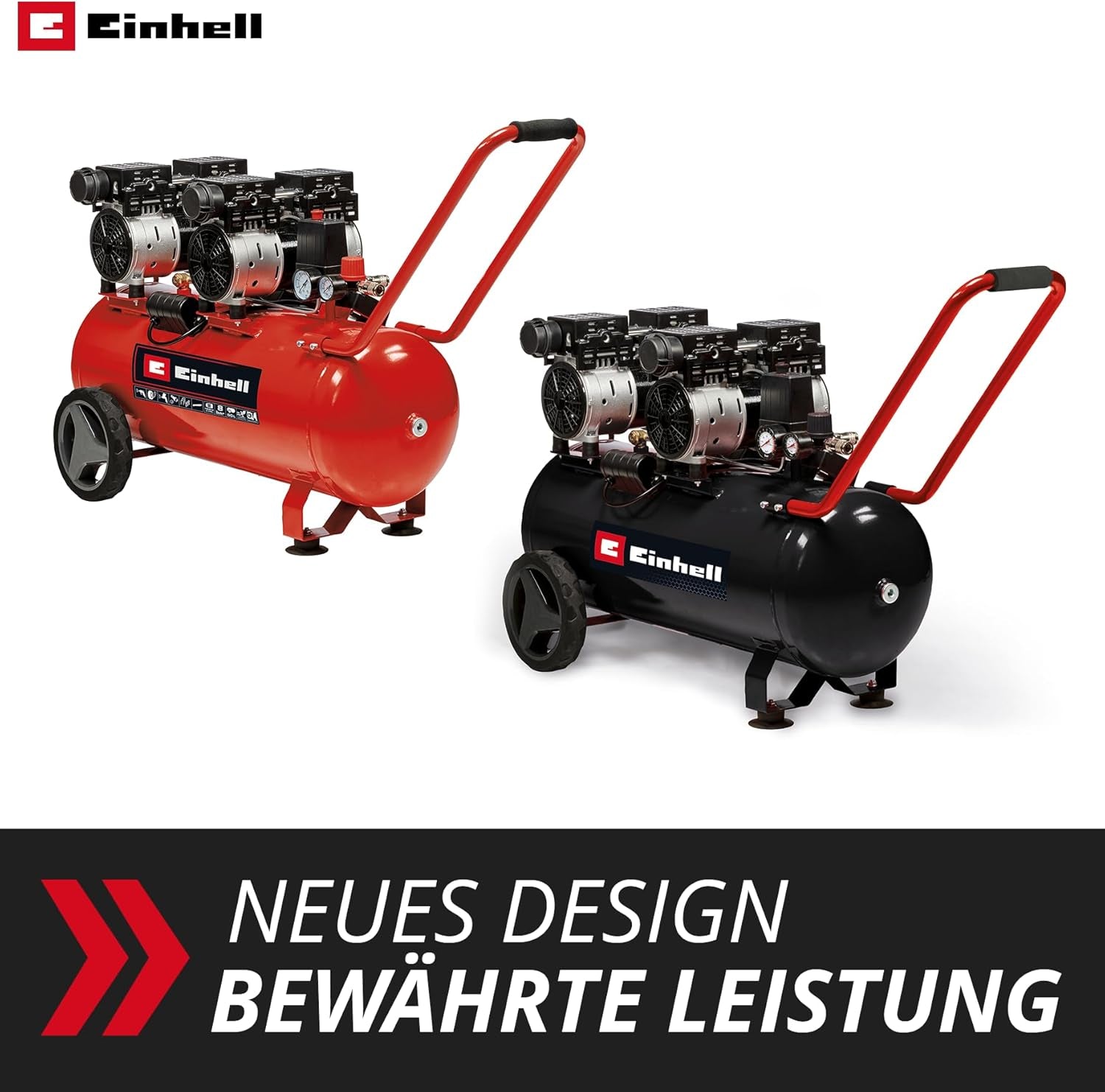 Einhell TE-AC 270/50 Silent Plus Air Compressor - 1500W, 8 Bar Max Pressure, 50L Tank, 270 L/min Flow, Oil-Free, Quiet Operation