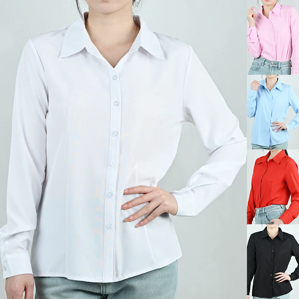 Office Women's White Black Blouse Spring