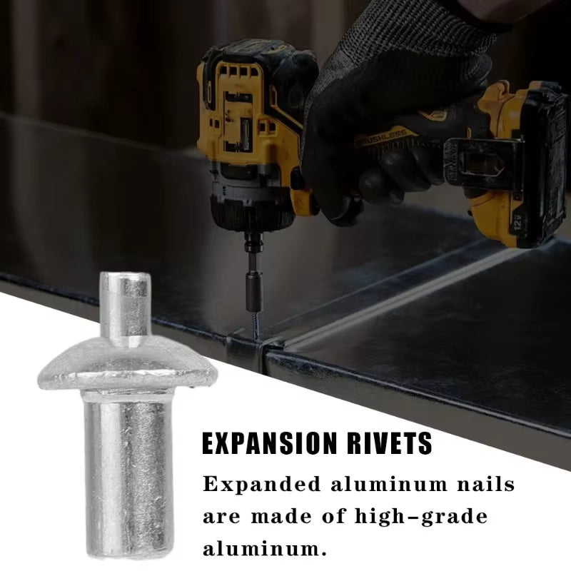 100X Professional Hammer Drive Expansion Rivets - Durable Aluminum Nail Heads for Efficient Fastening and Piercing
