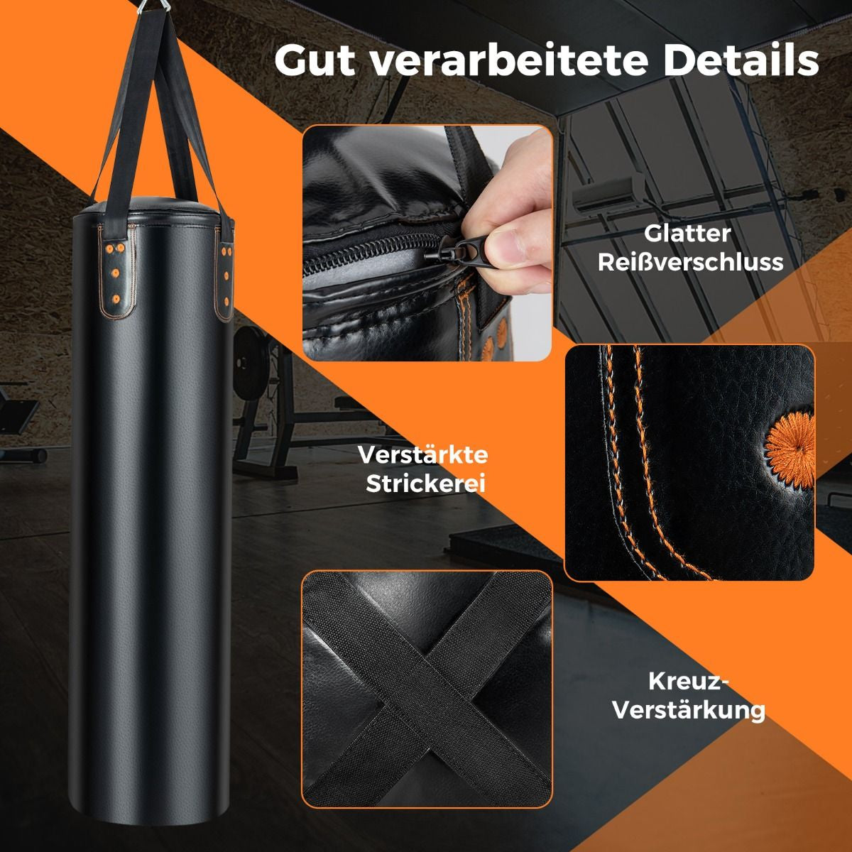 Hochwertiger 4-in-1 Boxsack für Erwachsene mit 12oz Boxhandschuhen – Hängendes Modell