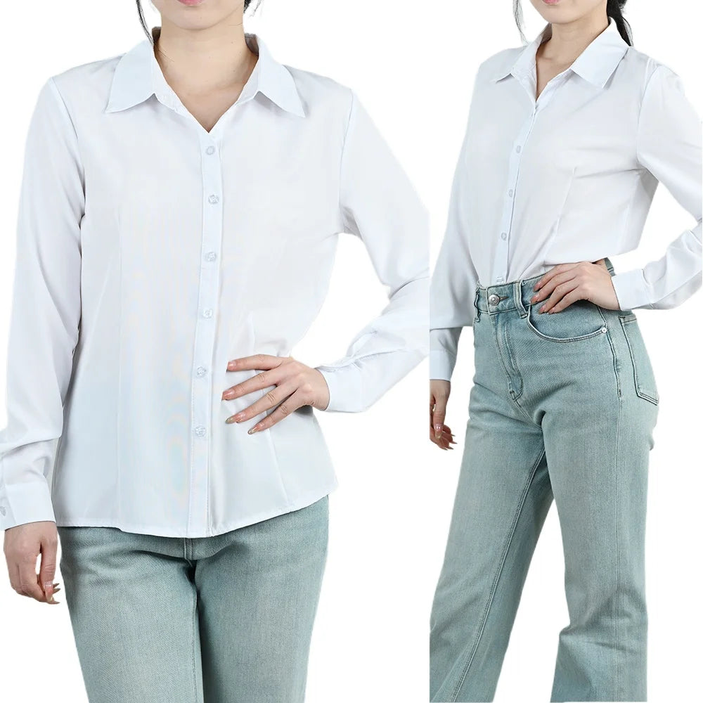 Office Women's White Black Blouse Spring