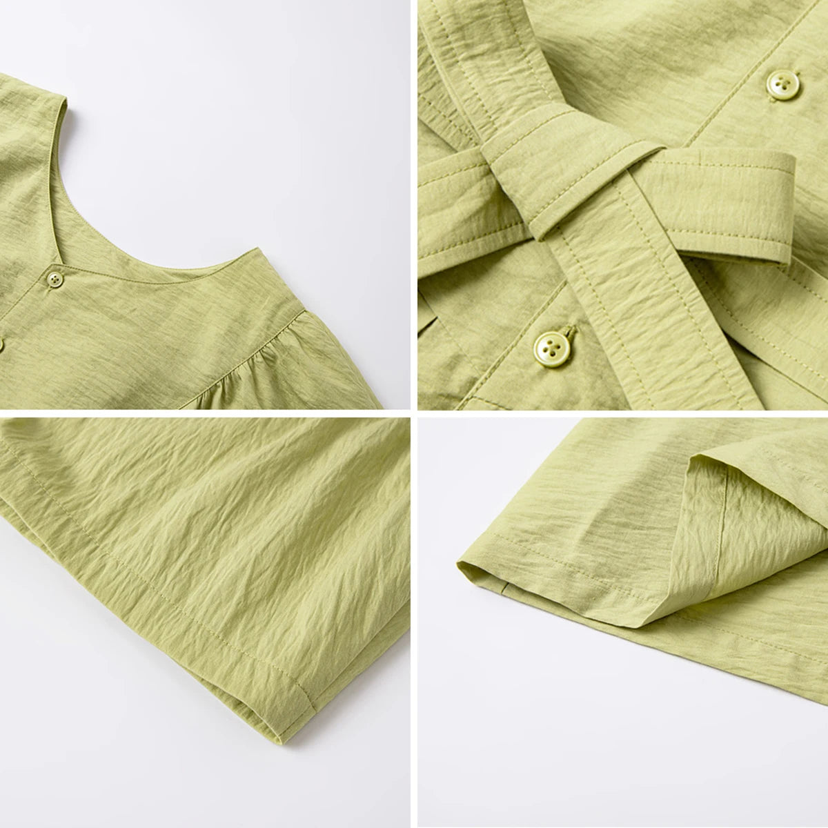 VIMLY Summer 2025 Casual Green Pleated