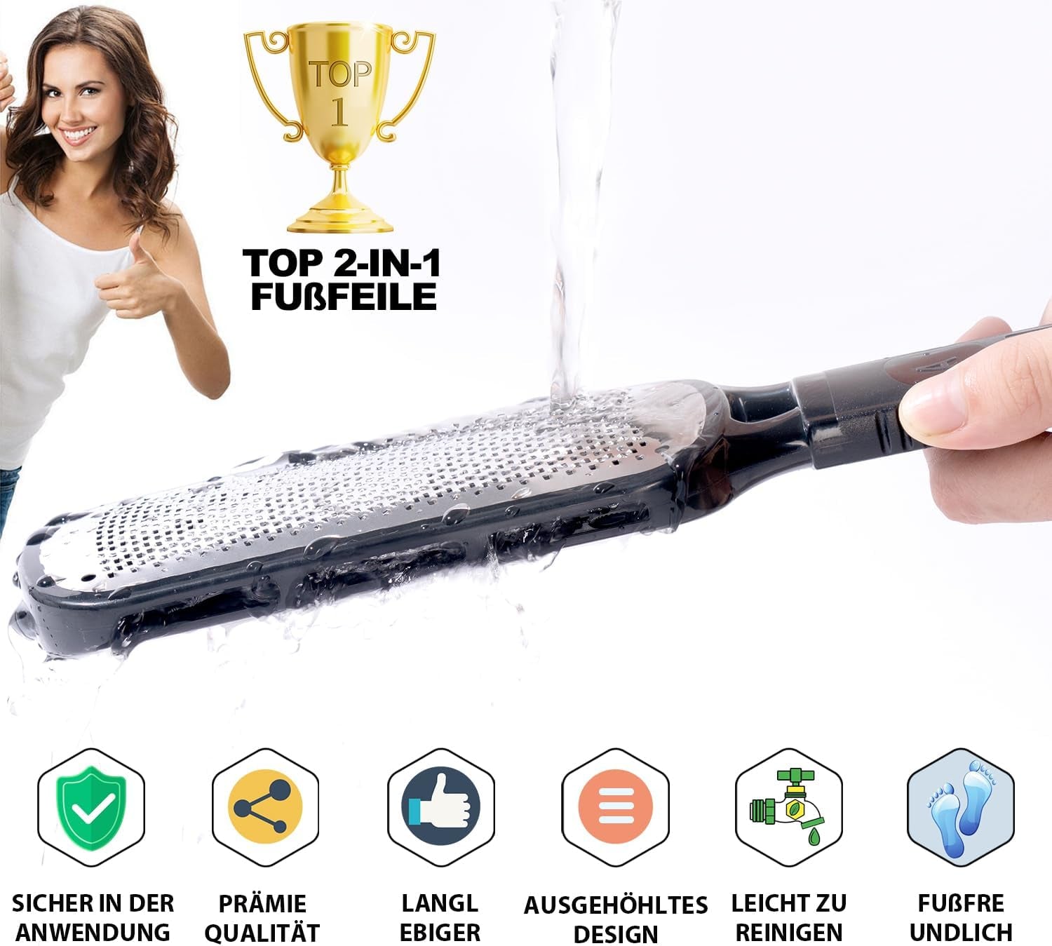 Antonki Edelstahl Hornhauthobel - Doppelseitiger Hornhautentferner für sanfte und effektive Fußpflege, manuelle Pediküre, einfach zu reinigen
