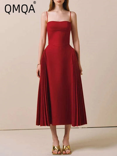 Shawl Slip Pleated Patchwork Slim Solid Color Evening Dress