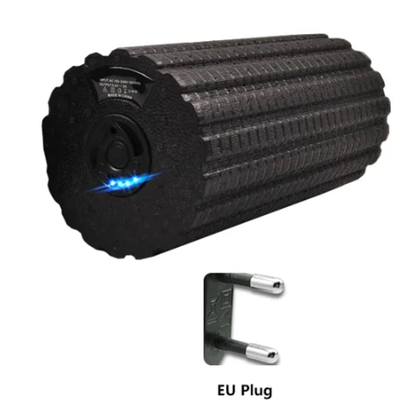 Deep Tissue Vibration Foam Roller - 4 Speed Rechargeable Electric Massage for Home Gym & Yoga
