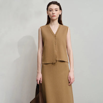 Solid Knitted O-Neck Loose Medium And Long Sweater