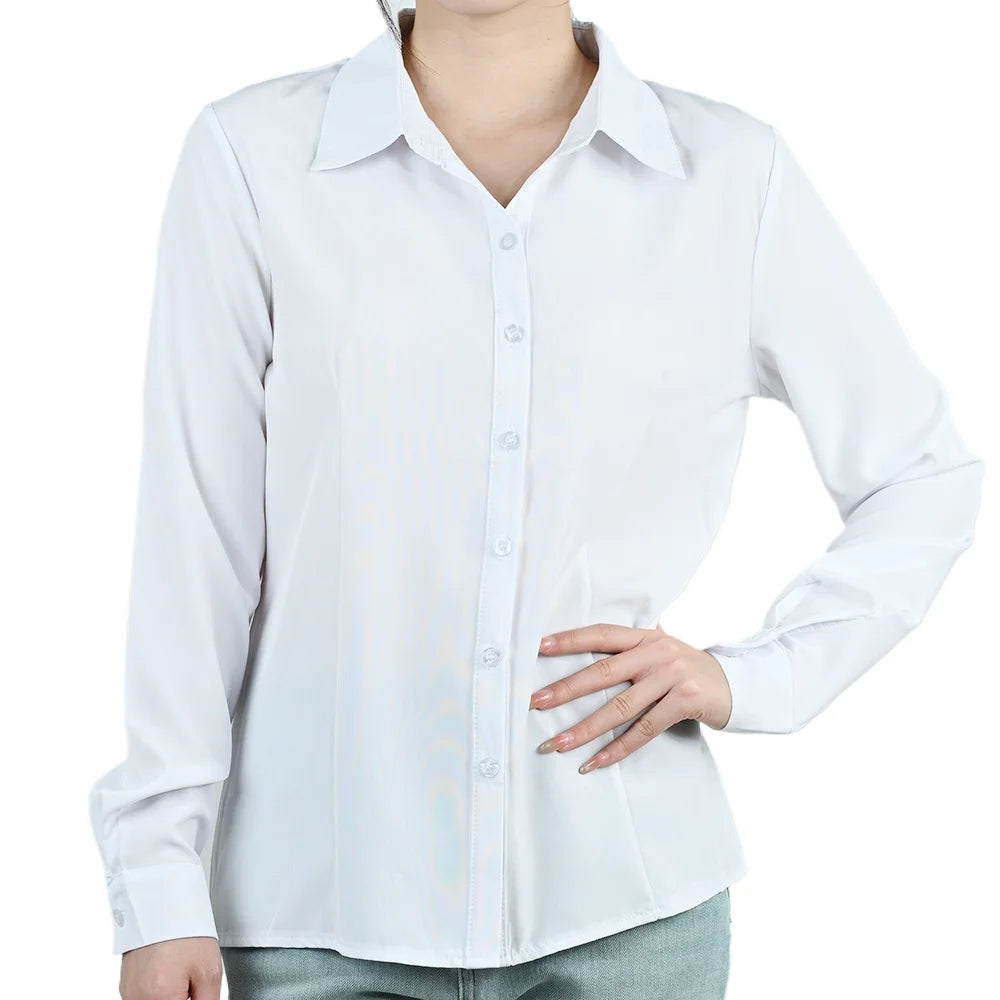 Office Women's White Black Blouse Spring