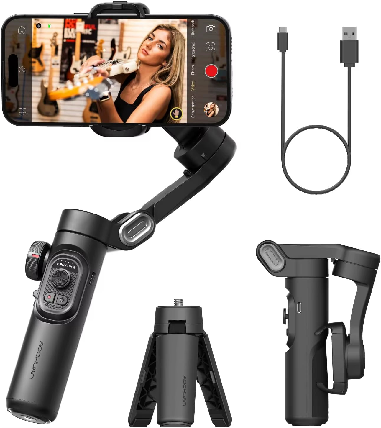 3-Axis Handheld Gimbal Stabilizer Smartxe for Smartphone for Iphone Android AI Face Tracking Tiktok Vlog