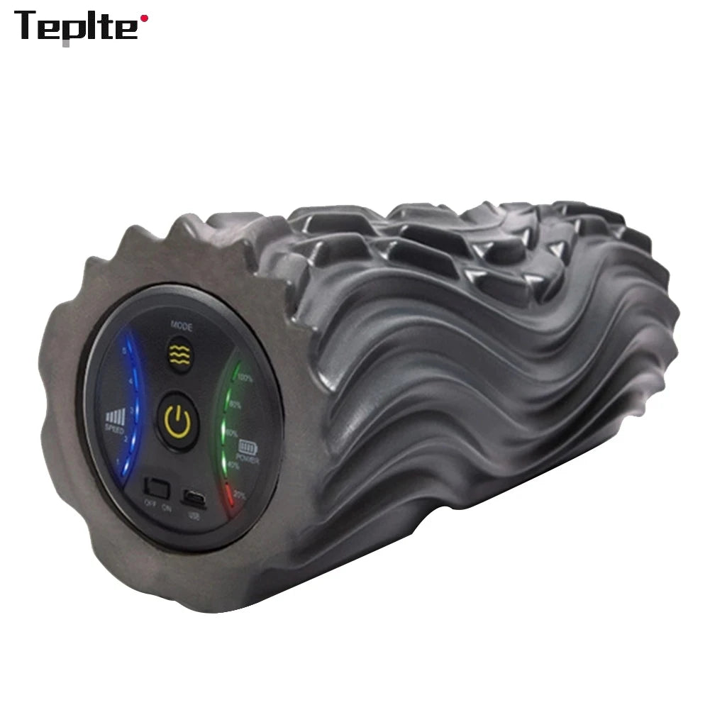 Deep Tissue Vibration Foam Roller - 4 Speed Rechargeable Electric Massage for Home Gym & Yoga