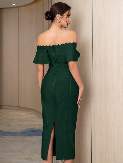 Off Shoulder Elegant Dark Blue Celebrity Night Cocktail Dresses