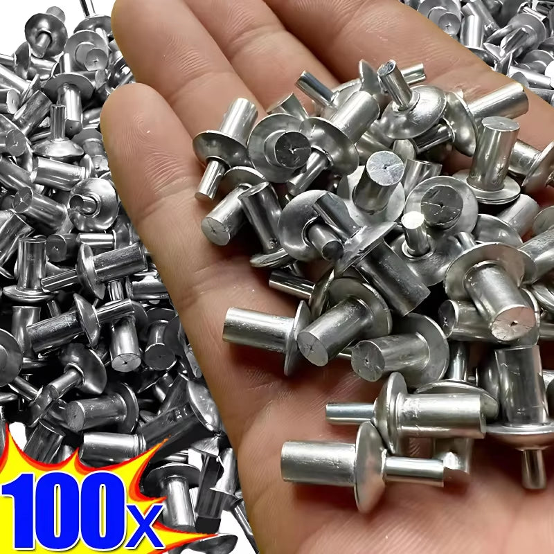 100X Professional Hammer Drive Expansion Rivets - Durable Aluminum Nail Heads for Efficient Fastening and Piercing